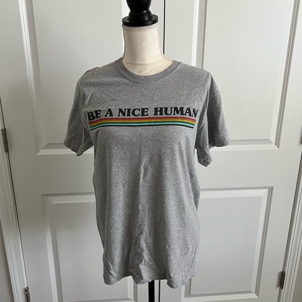 Gray Short Sleeve Tee Be A Nice Human